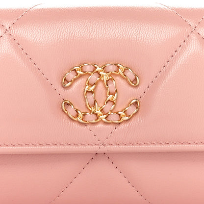 Chanel Goatskin Quilted Chanel 19 Flap Wallet Light Pink 9 of 11