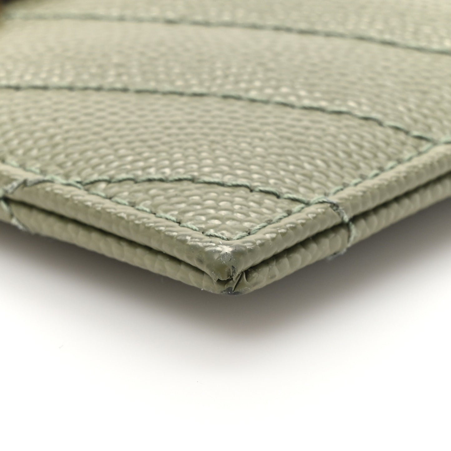 Grain De Poudre Matelasse Chevron Monogram Credit Card Case Light Sage
