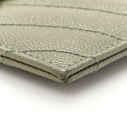 Saint Laurent Grain De Poudre Matelasse Chevron Monogram Credit Card Case Light Sage 8 of 12