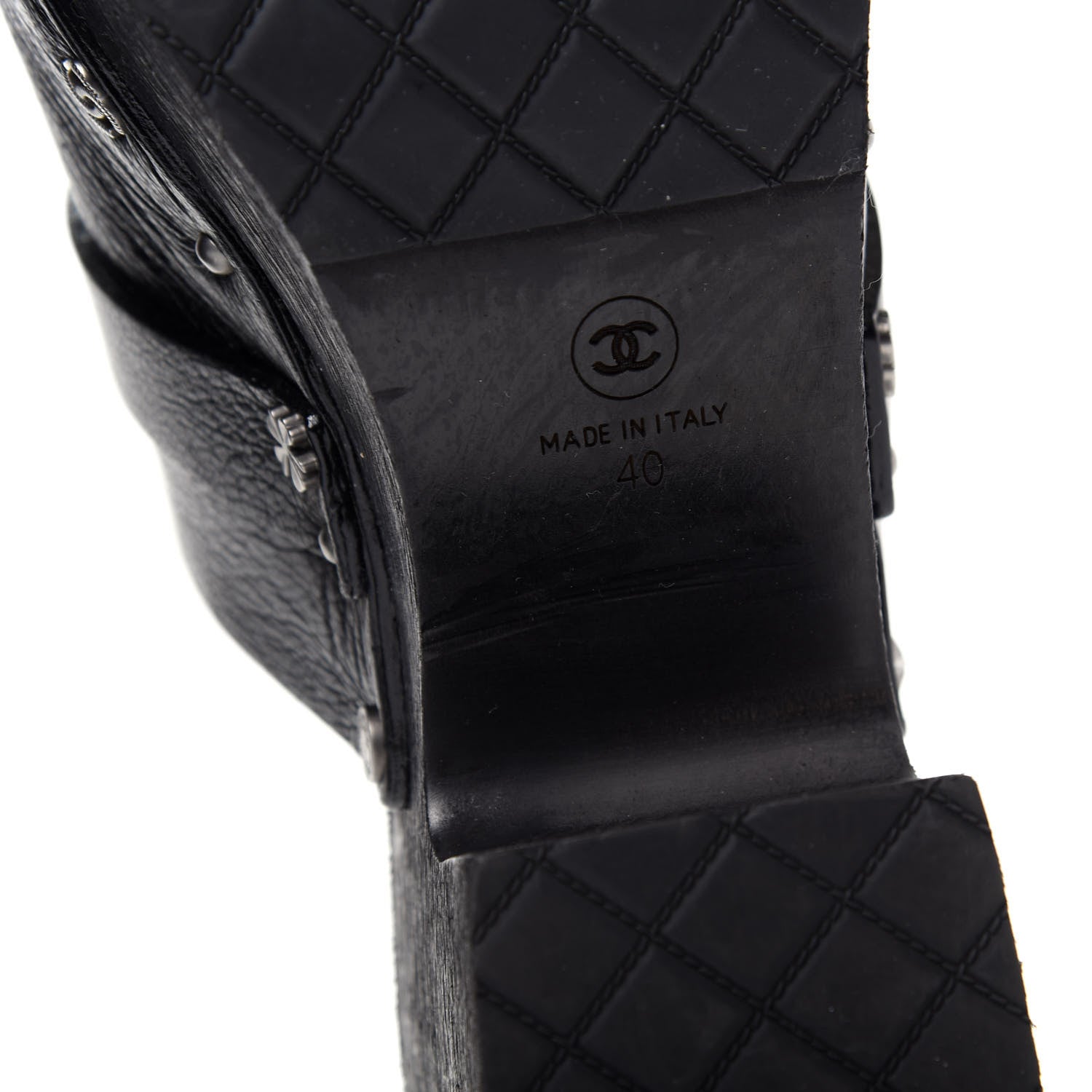 Chanel Calfskin CC Lucky Charms Studded Clogs 40 Black 9 of 10