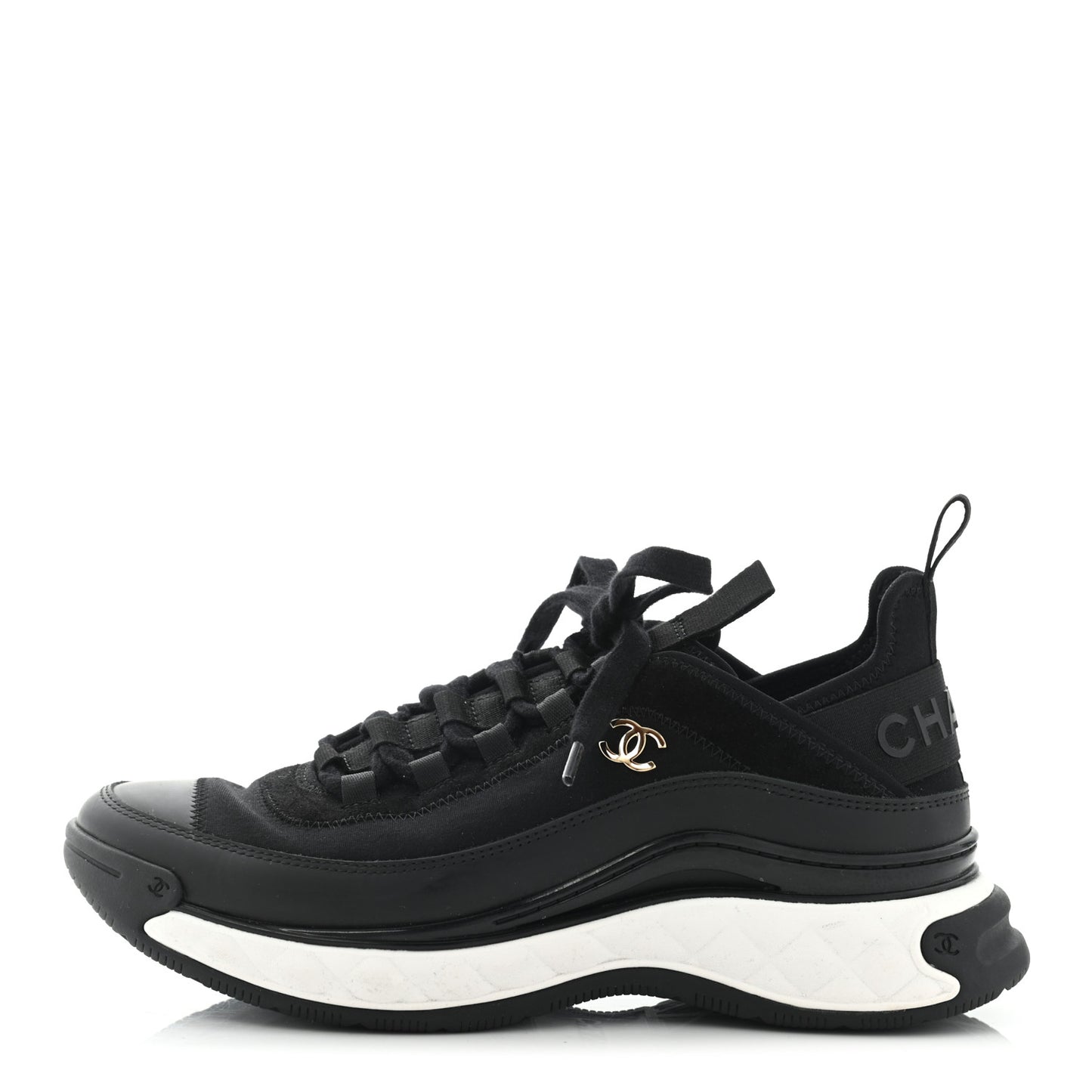 Velvet Calfskin Mixed Fibers CC Sneakers 39 Black