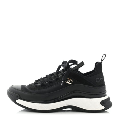 Chanel Velvet Calfskin Mixed Fibers CC Sneakers 39 Black 1 of 8