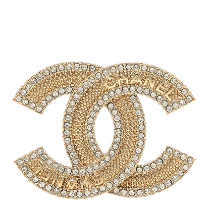 Chanel Crystal CC Brooch Light Gold 1 of 4