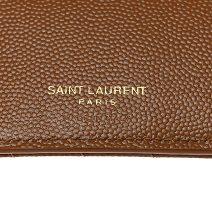 Saint Laurent Grain De Poudre Matelasse Chevron Monogram Zipped Card Case Natural Dark 6 of 7