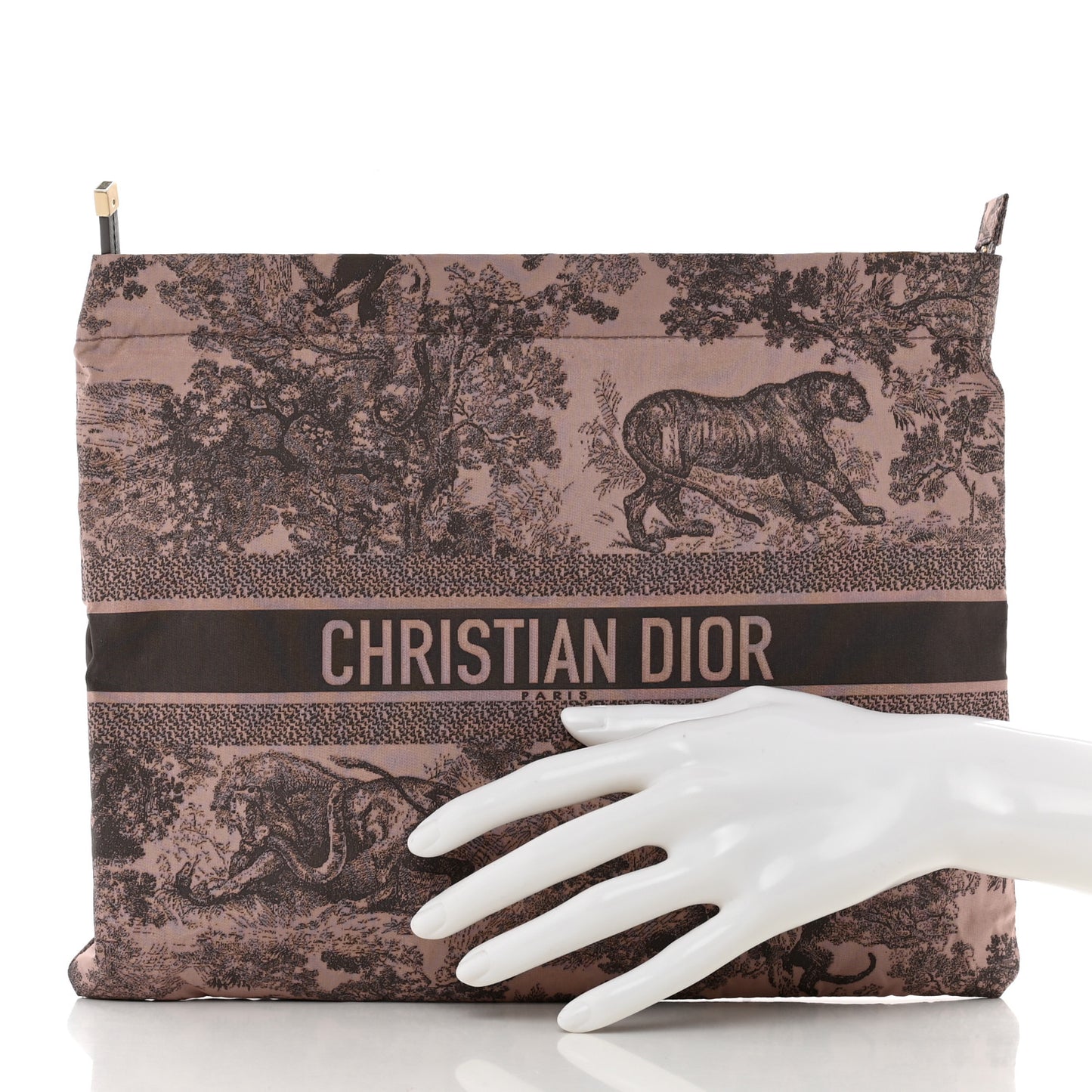 Embroidered Toile De Jouy Diortravel Zipped Pouch Rose Multicolor