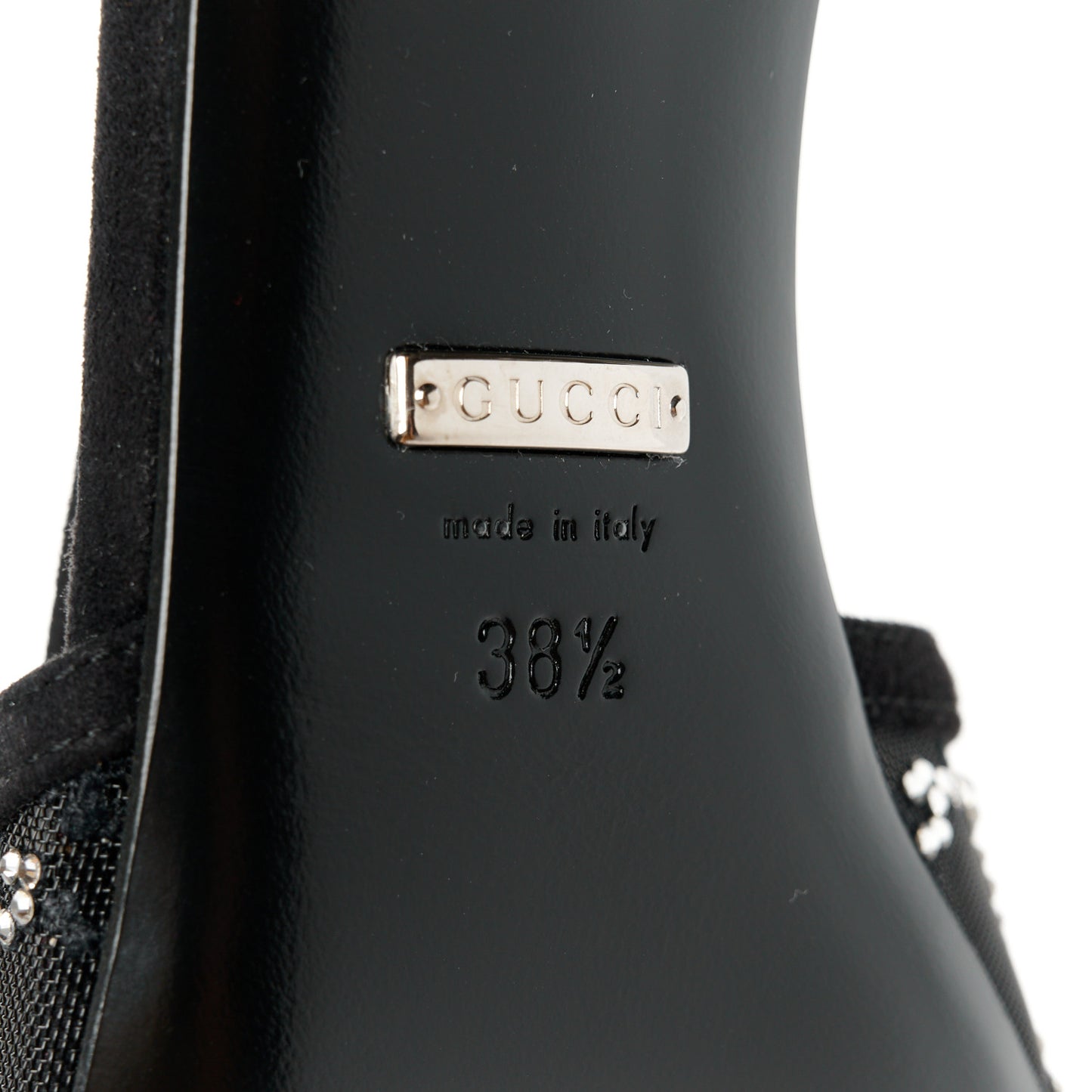 Tela Retino Kid Scamosciato Crystal GG Monogram Square G 35mm Slingback Pumps 38.5 Black