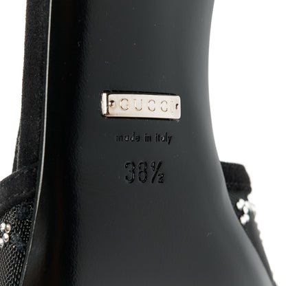 Gucci Tela Retino Kid Scamosciato Crystal GG Monogram Square G 35mm Slingback Pumps 38.5 Black 6 of 9