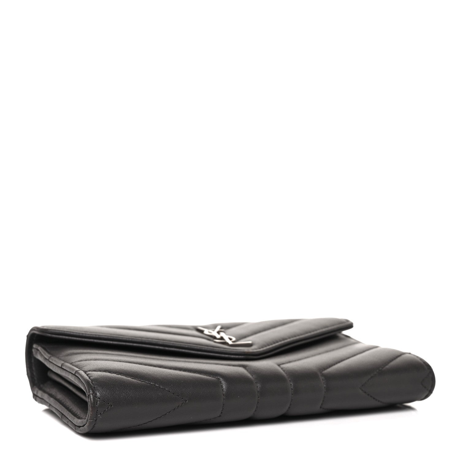 Saint Laurent Lambskin Y Quilted Monogram Large Loulou Flap Wallet Asphalt 4 of 8