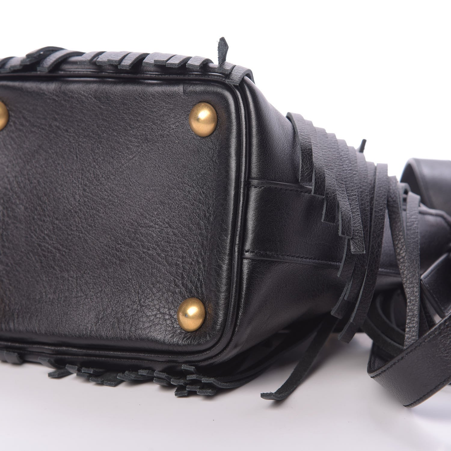 Saint Laurent Calfskin Small Emmanuelle Fringe Bucket Bag Black 11 of 11