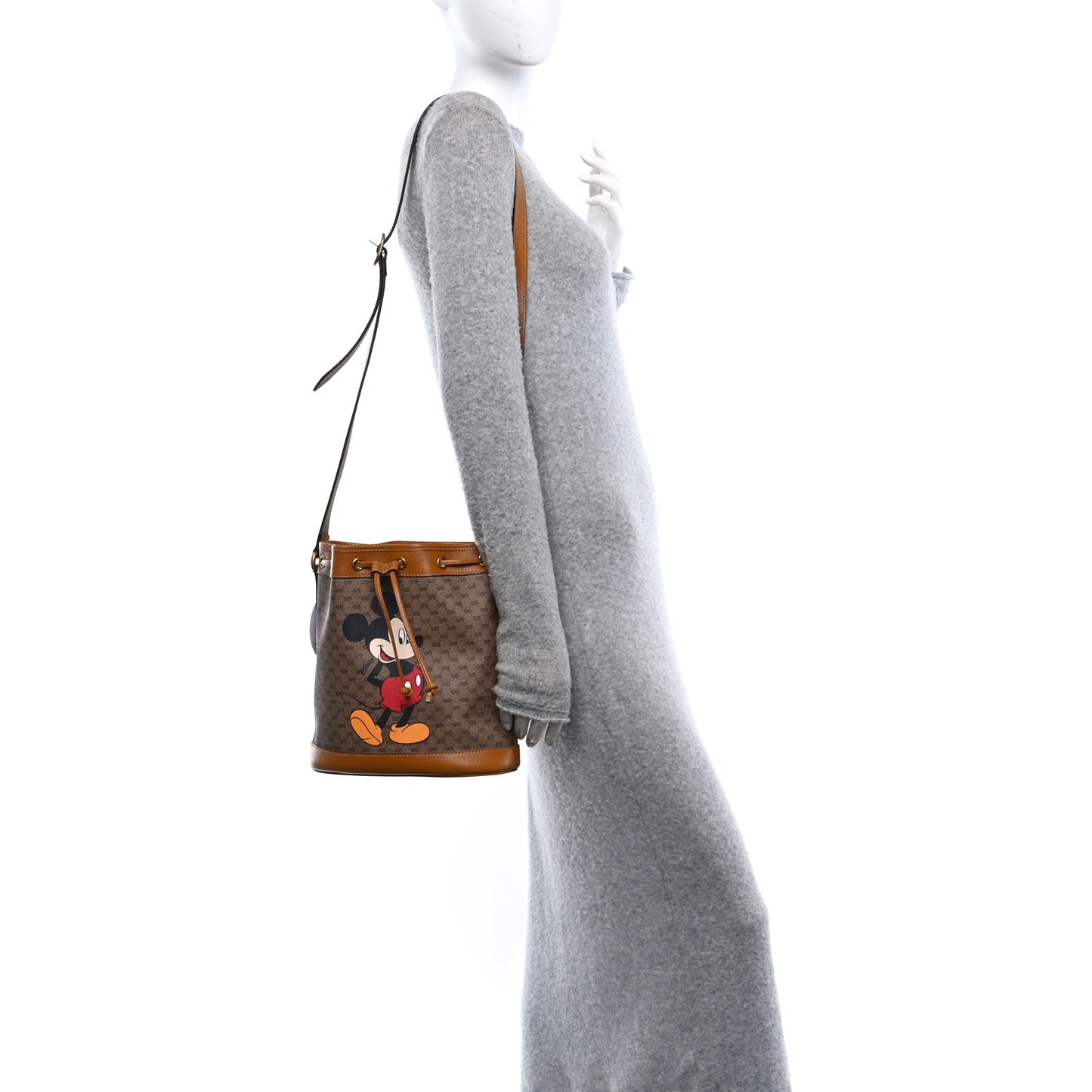 X DISNEY Mini Vintage GG Supreme Monogram Bucket Bag Beige Vintage Sun Oil