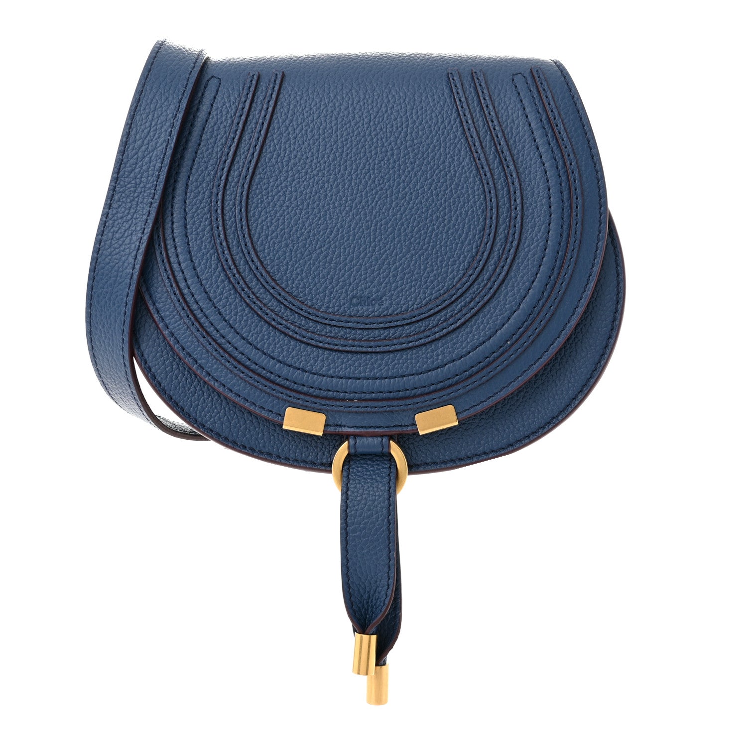 Chloe Grained Calfskin Small Marcie Saddle Bag Deep Denim 1 of 10