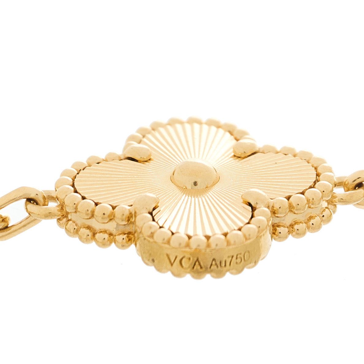 Van Cleef & Arpels 18K Yellow Gold 5 Motifs Guilloche Vintage Alhambra Bracelet 4 of 5