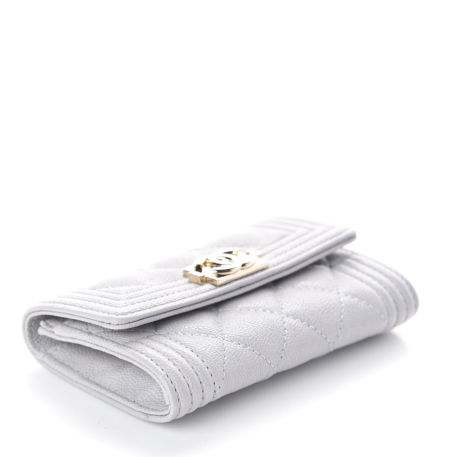 Chanel Caviar Quilted Boy Flap Card Holder Grey 4 of 8
