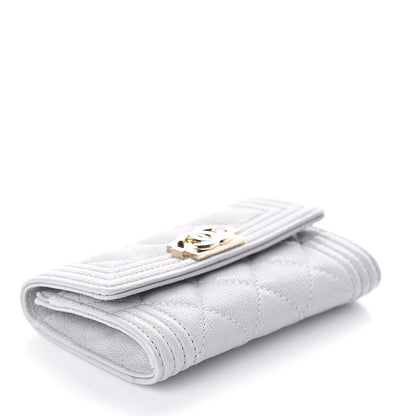 Chanel Caviar Quilted Boy Flap Card Holder Grey 4 of 8
