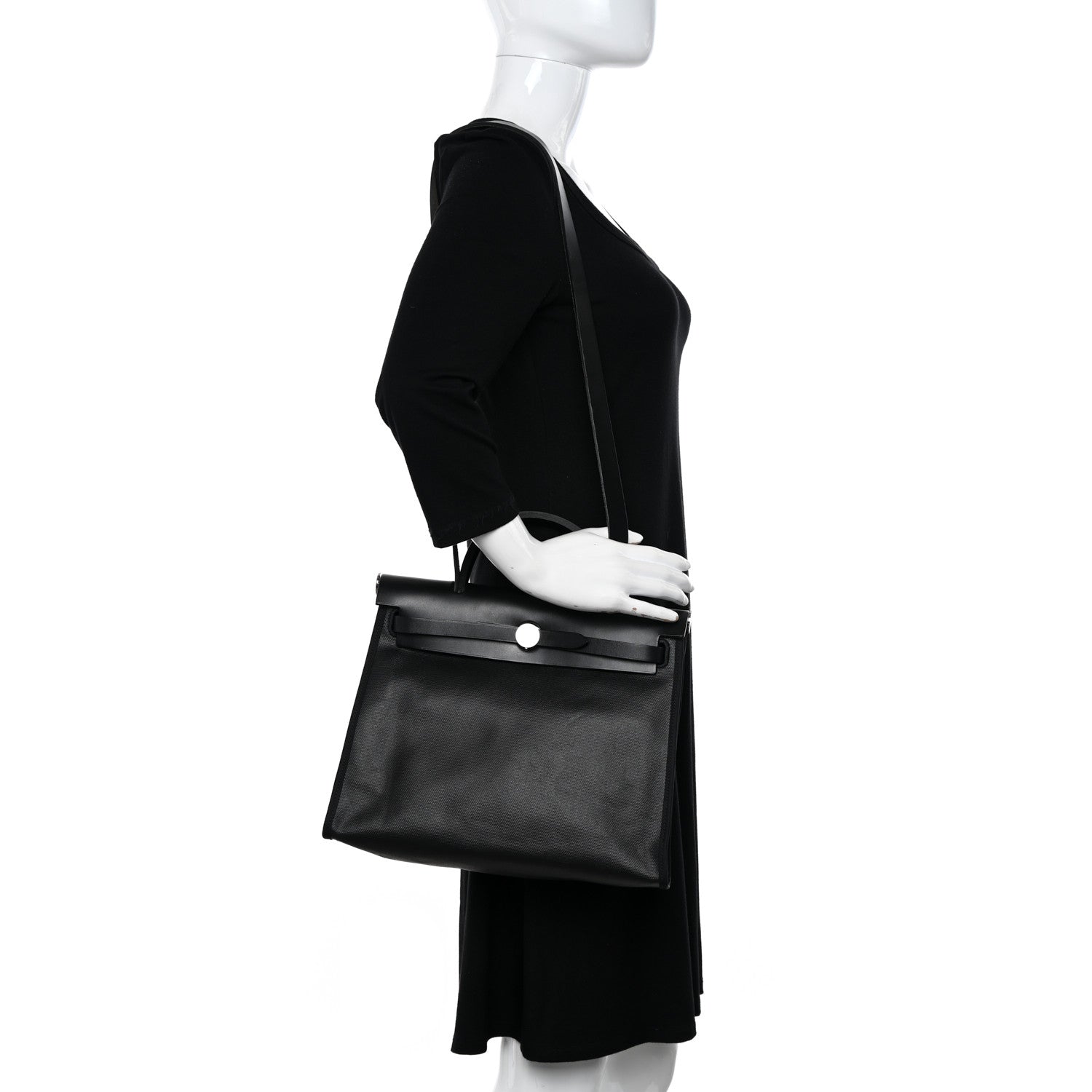 Hermes Toile H Berline Vache Hunter Herbag Zip PM 31 Black Ecru 2 of 12