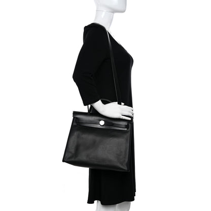Hermes Toile H Berline Vache Hunter Herbag Zip PM 31 Black Ecru 2 of 12