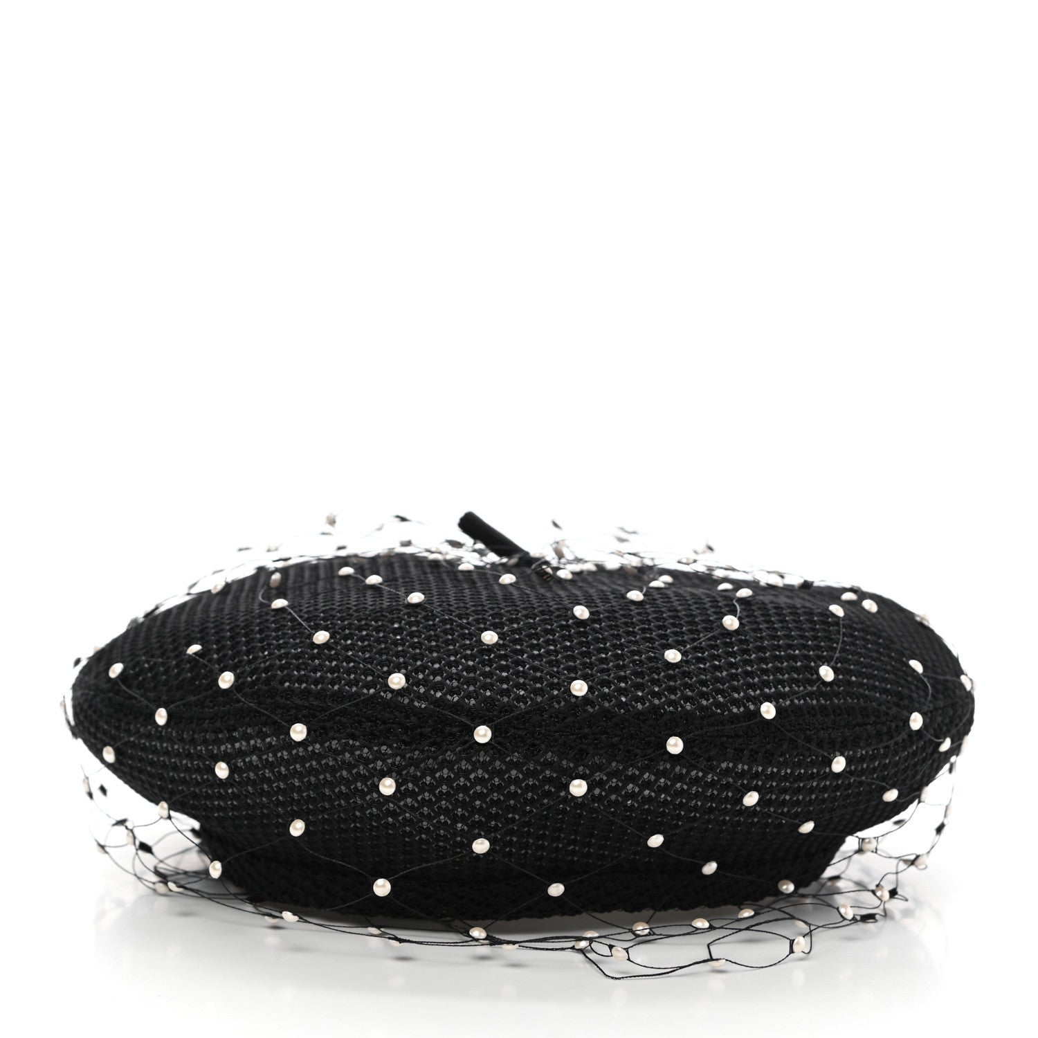 Christian Dior Polyester Nylon Pearl Beret with Veil Black 3 of 8