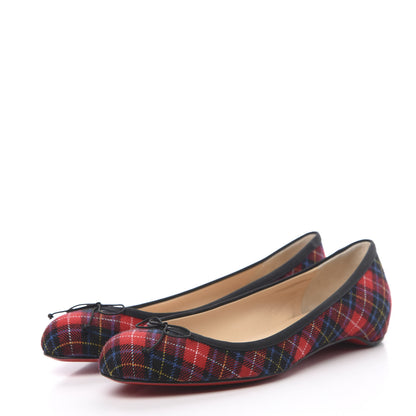 Christian Louboutin Tartan Rosella Flats 40.5 Crimson 3 of 7