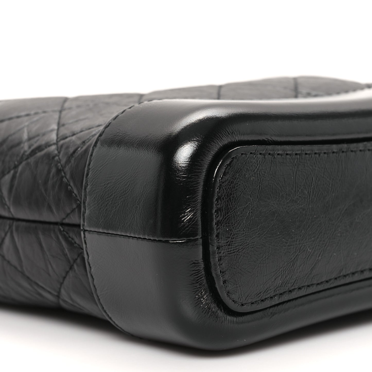 Aged Calfskin Quilted Small Gabrielle Hobo Black