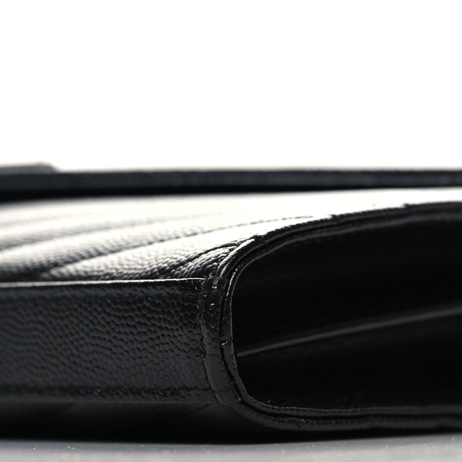 Saint Laurent Grain De Poudre Matelasse Chevron Monogram Chain Wallet Black 10 of 12