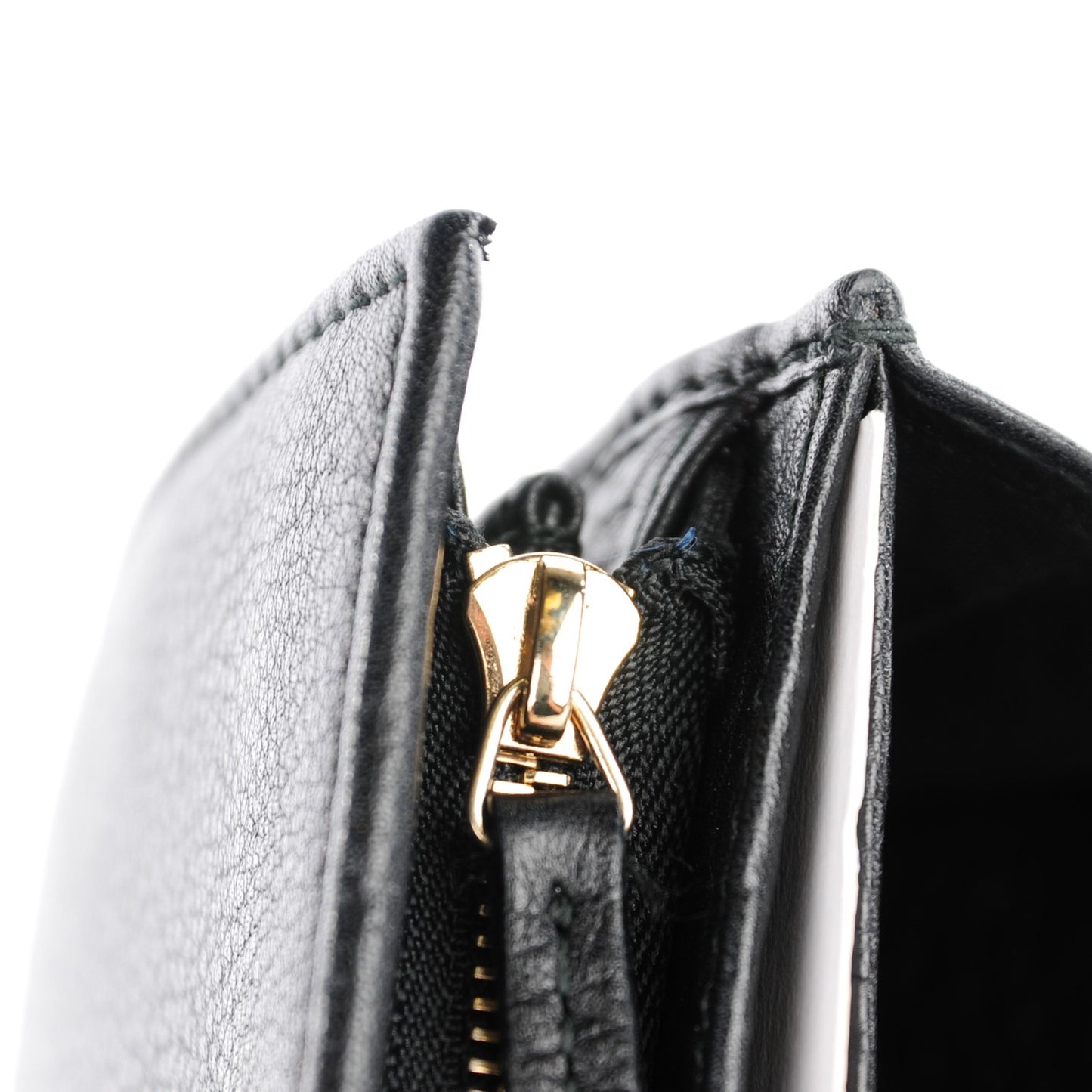 Calfskin Web Horsebit Chain Clutch Wallet Black