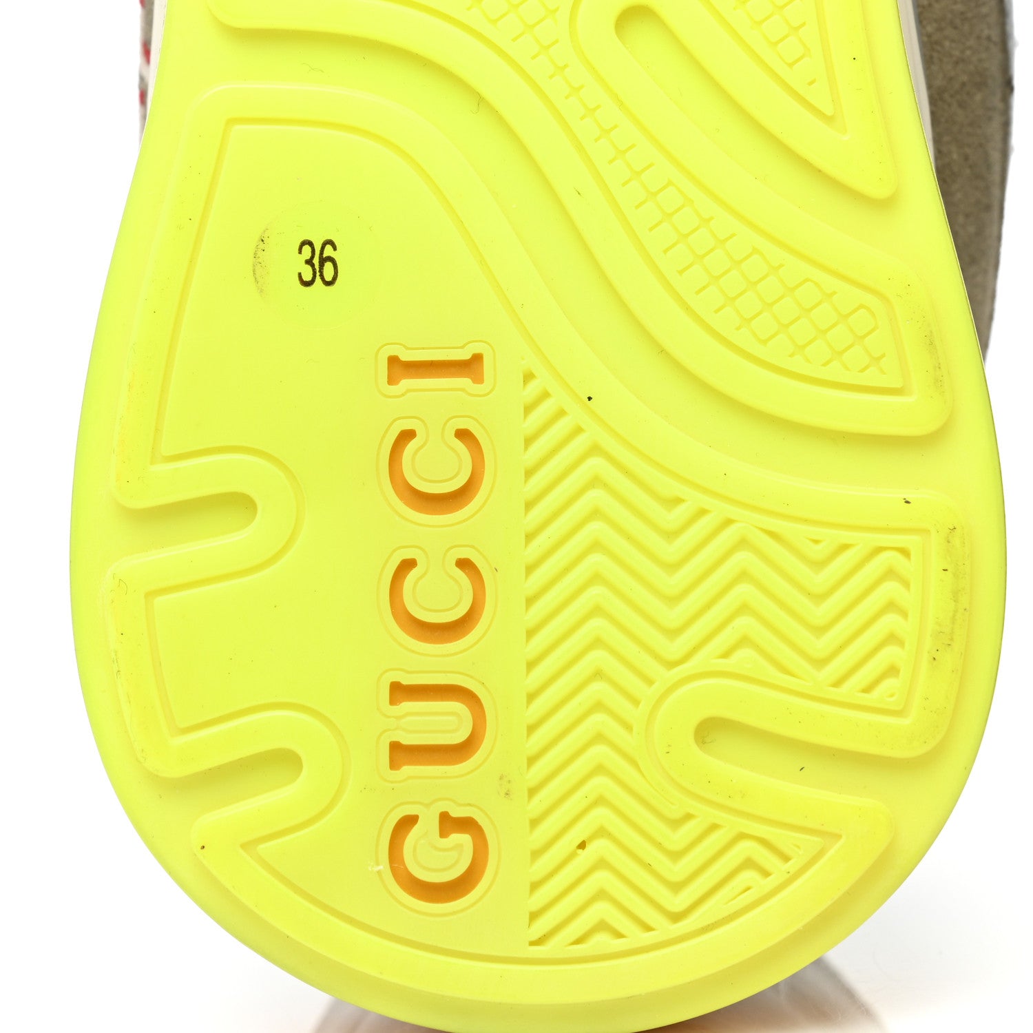 Gucci Metallic Calfskin Suede Womens Ultrapace Sneakers 36 Silver Oatmeal 6 of 8