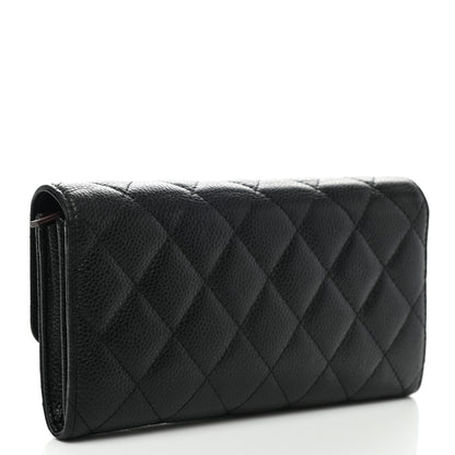 Chanel Caviar Quilted Large Gusset Flap Wallet Black 3 of 9