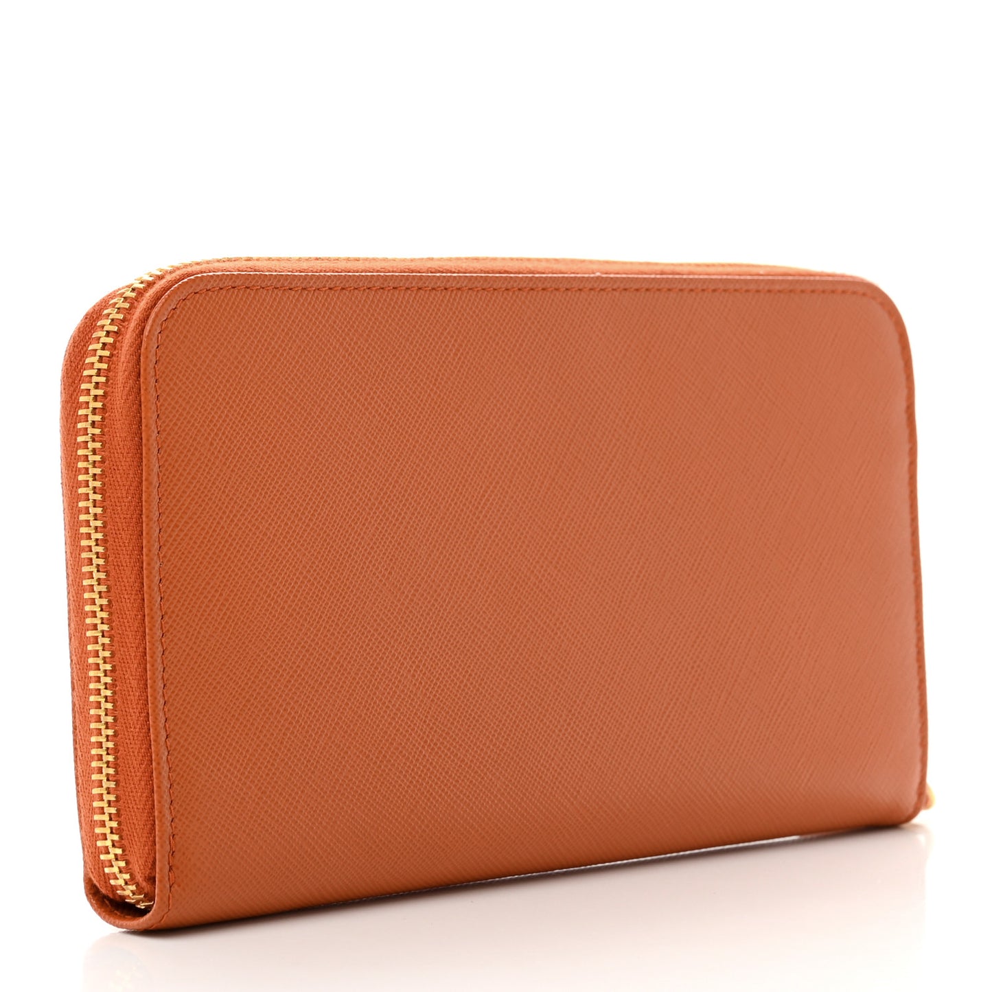 Saffiano Metal Zip Around Wallet Papaya Fuoco