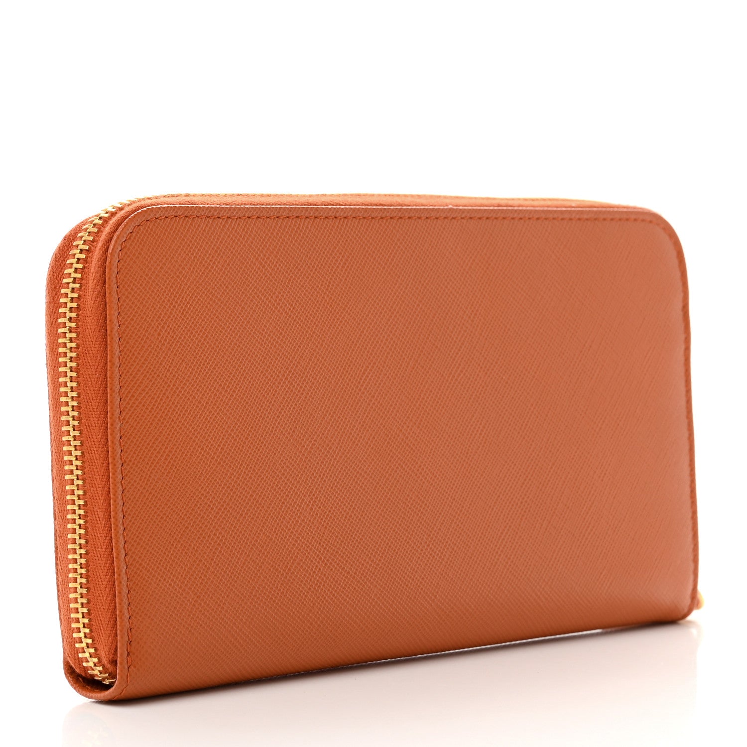 Prada Saffiano Metal Zip Around Wallet Papaya Fuoco 3 of 8