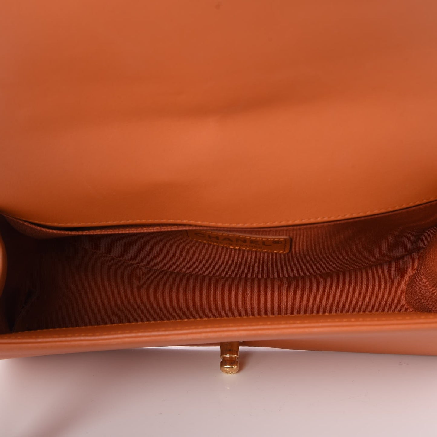 Lambskin Quilted Medium Boy Flap Orange