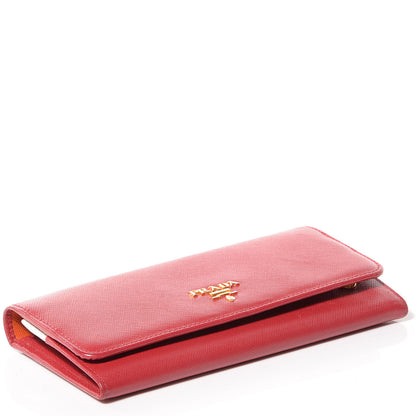 Prada Saffiano Continental Flap Wallet Fuoco Papaya 4 of 9