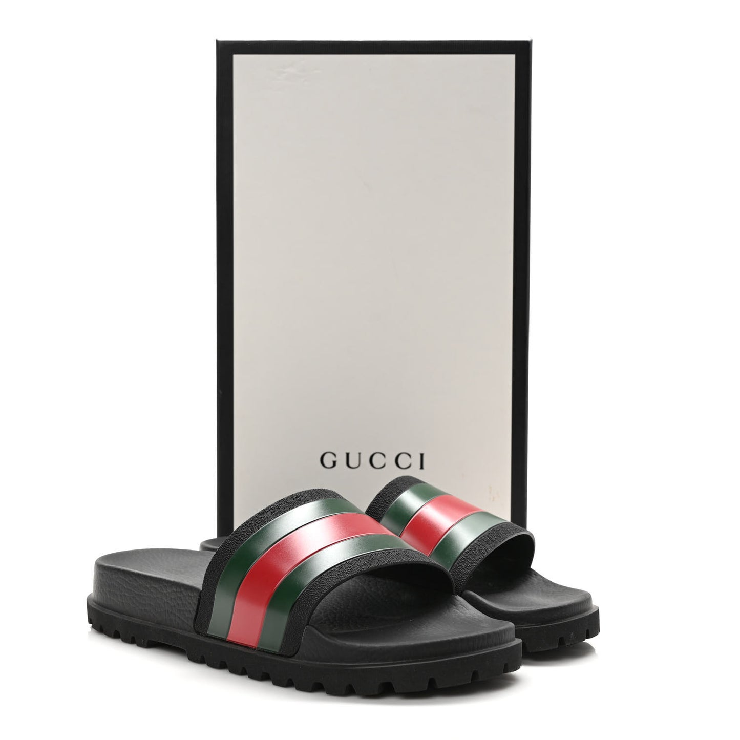 Rubber Web Mens Lug Sole Slide Sandals 8 Black Green Red