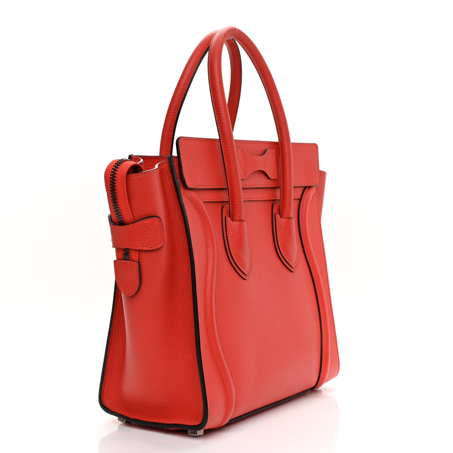 Celine Drummed Calfskin Micro Luggage Vermillion 2 of 7