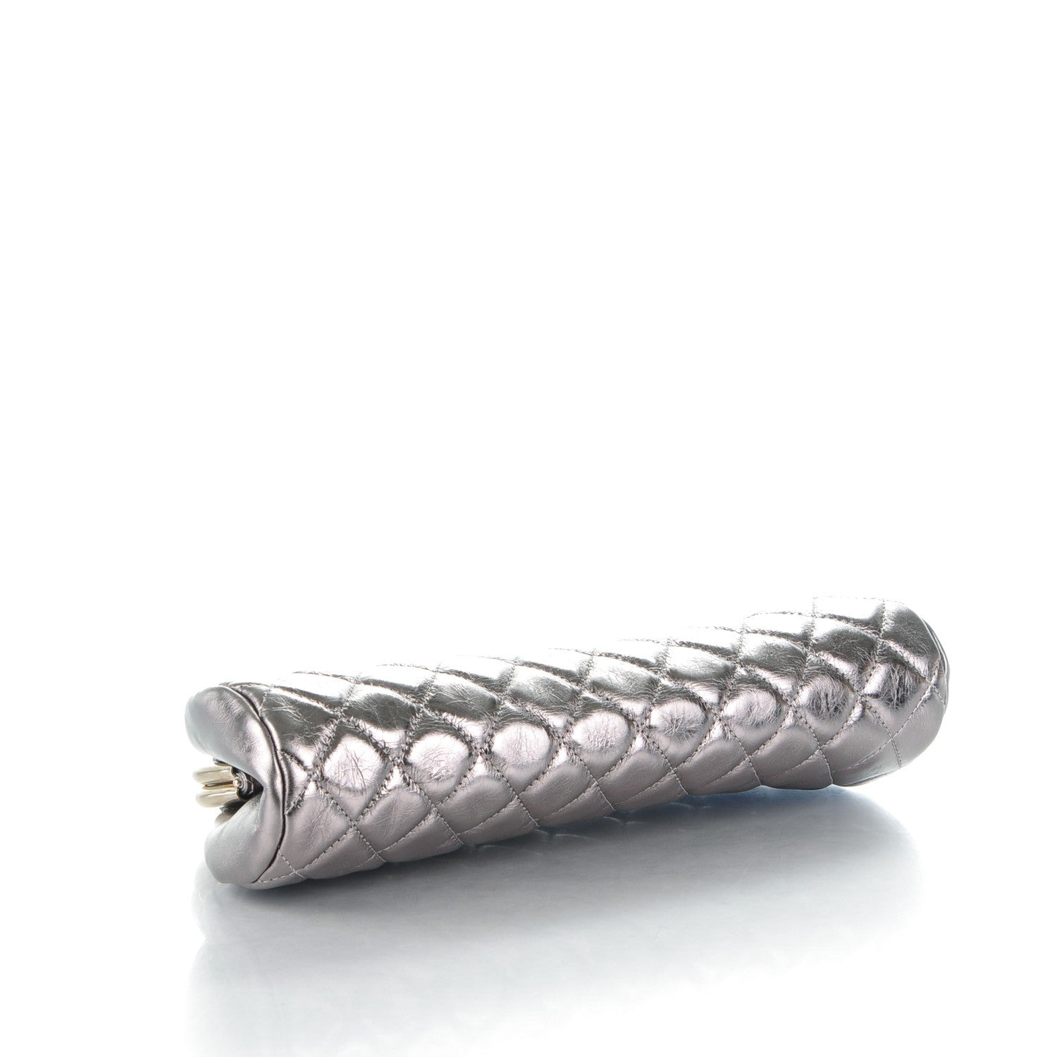 Chanel Metallic Aged Calfskin Quilted Timeless Clutch Silver 4 of 7