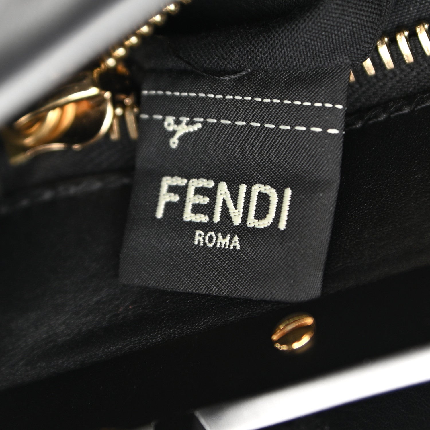 Fendi Vitello Seta Shiny Nappa Medium Peekaboo Iconic Satchel Black 10 of 12
