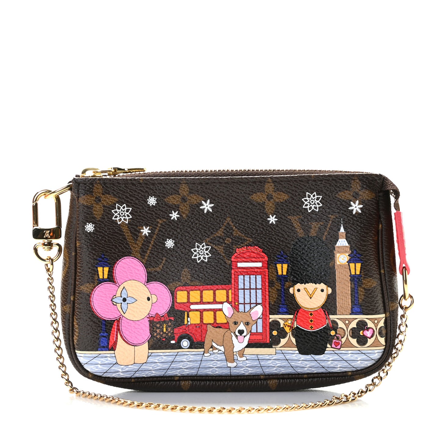 Monogram 2021 Christmas Animation London Mini Pochette Accessories Red