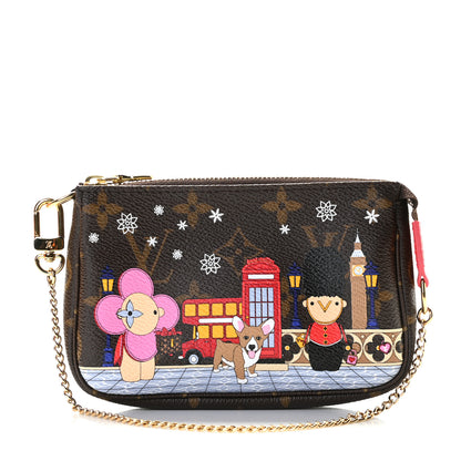 Louis Vuitton Monogram 2021 Christmas Animation London Mini Pochette Accessories Red 1 of 11