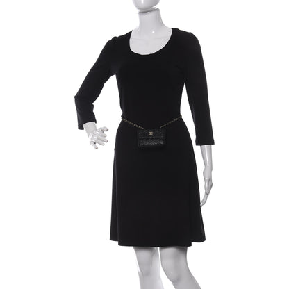Chanel Lambskin Camellia Embossed Chain Belt Bag Black 2 of 8