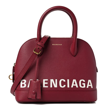 Balenciaga Signature Grained Calfskin Logo S Ville Top Handle Bag Rouge Grenat White 1 of 11