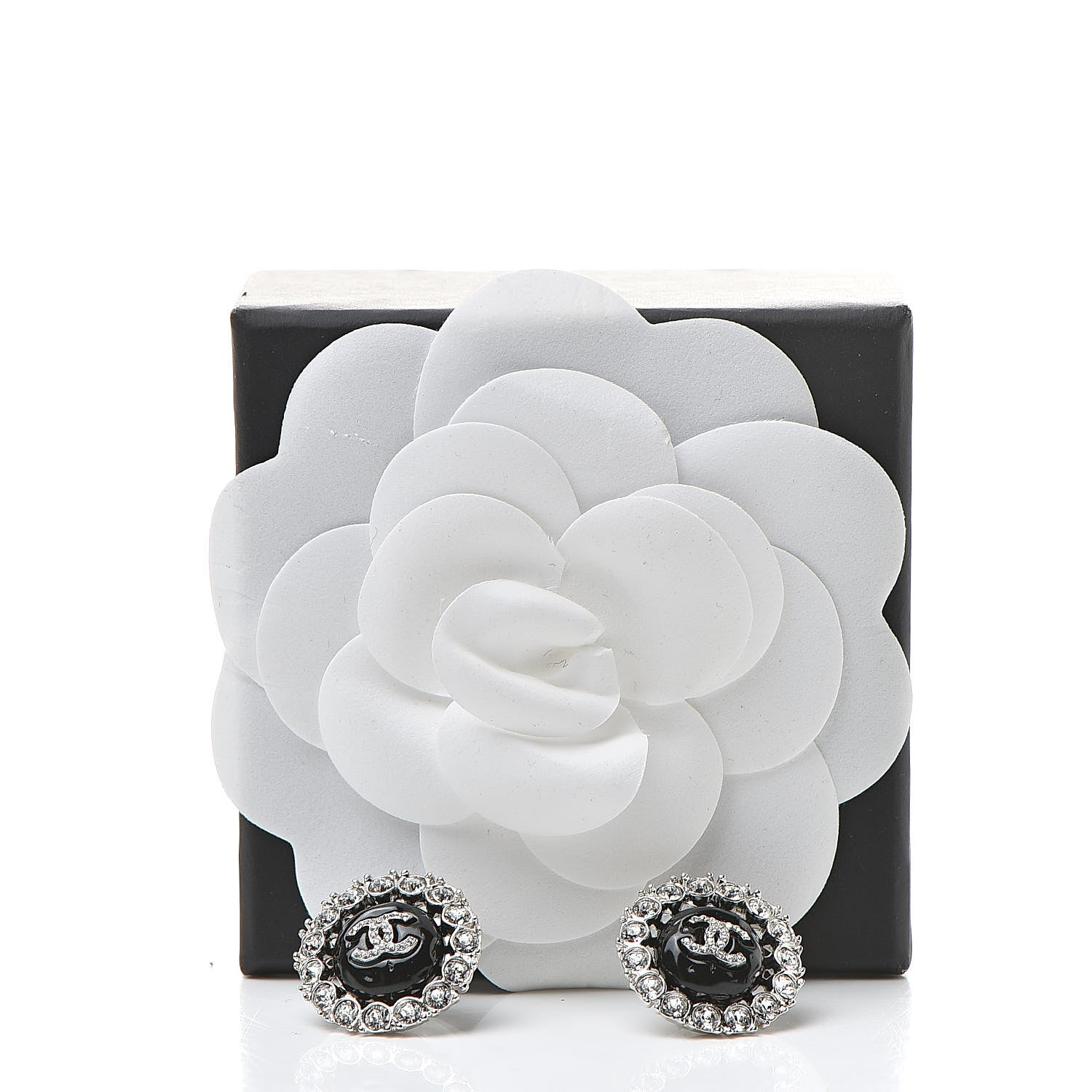 Chanel Crystal Resin CC Earrings Silver 5 of 5