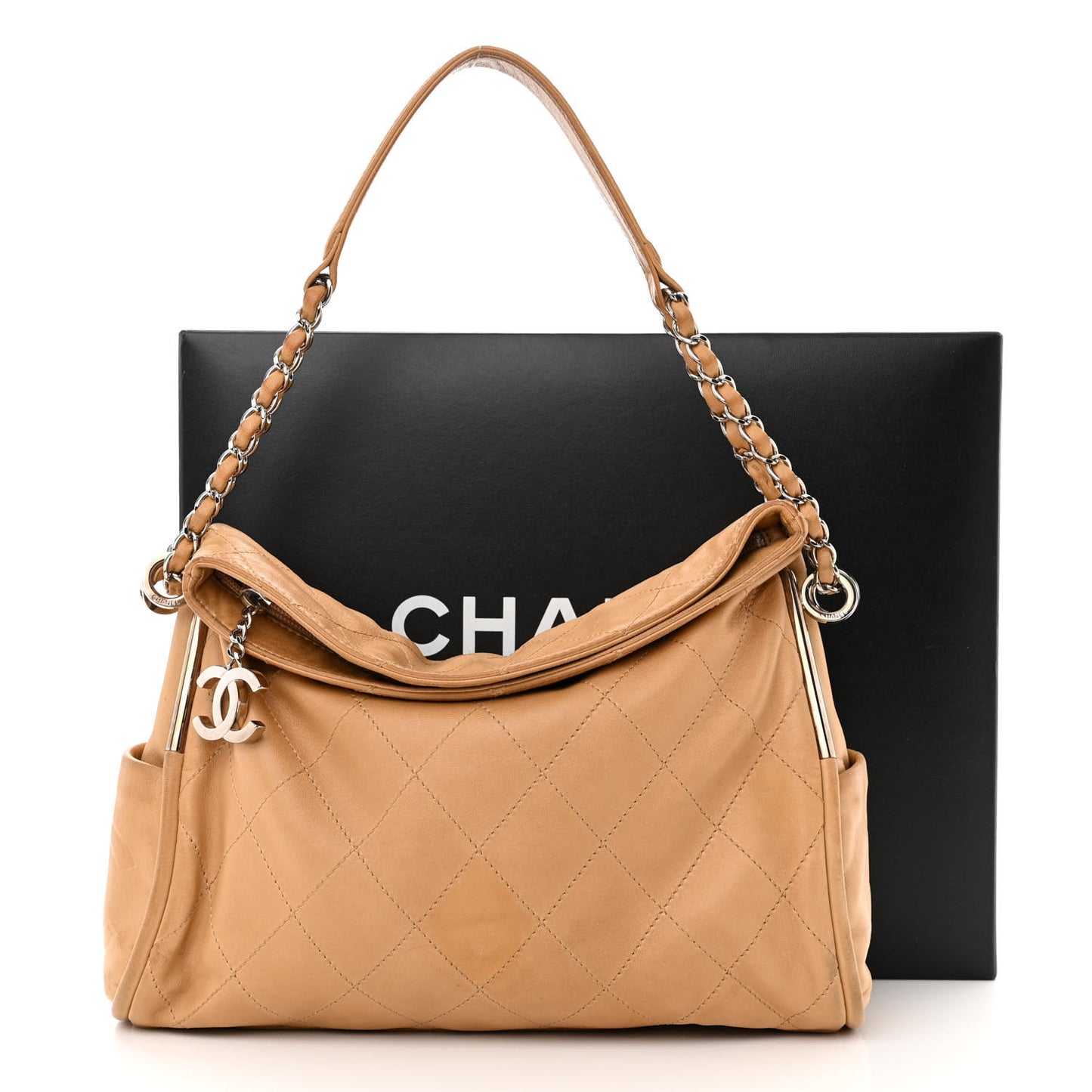 Lambskin Stitched Medium Ultimate Soft Tote Beige