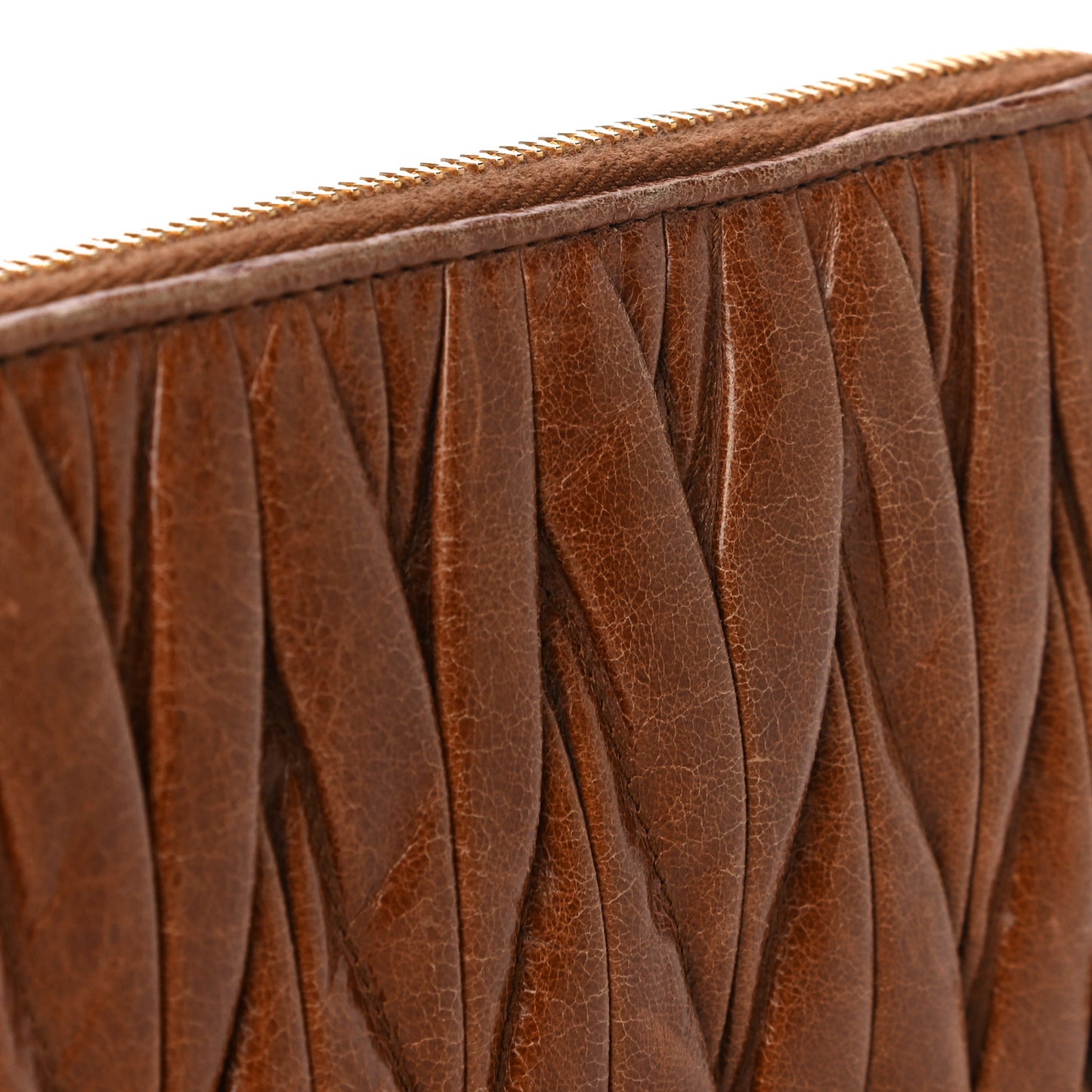 Matelasse Zip Around Wallet Brown