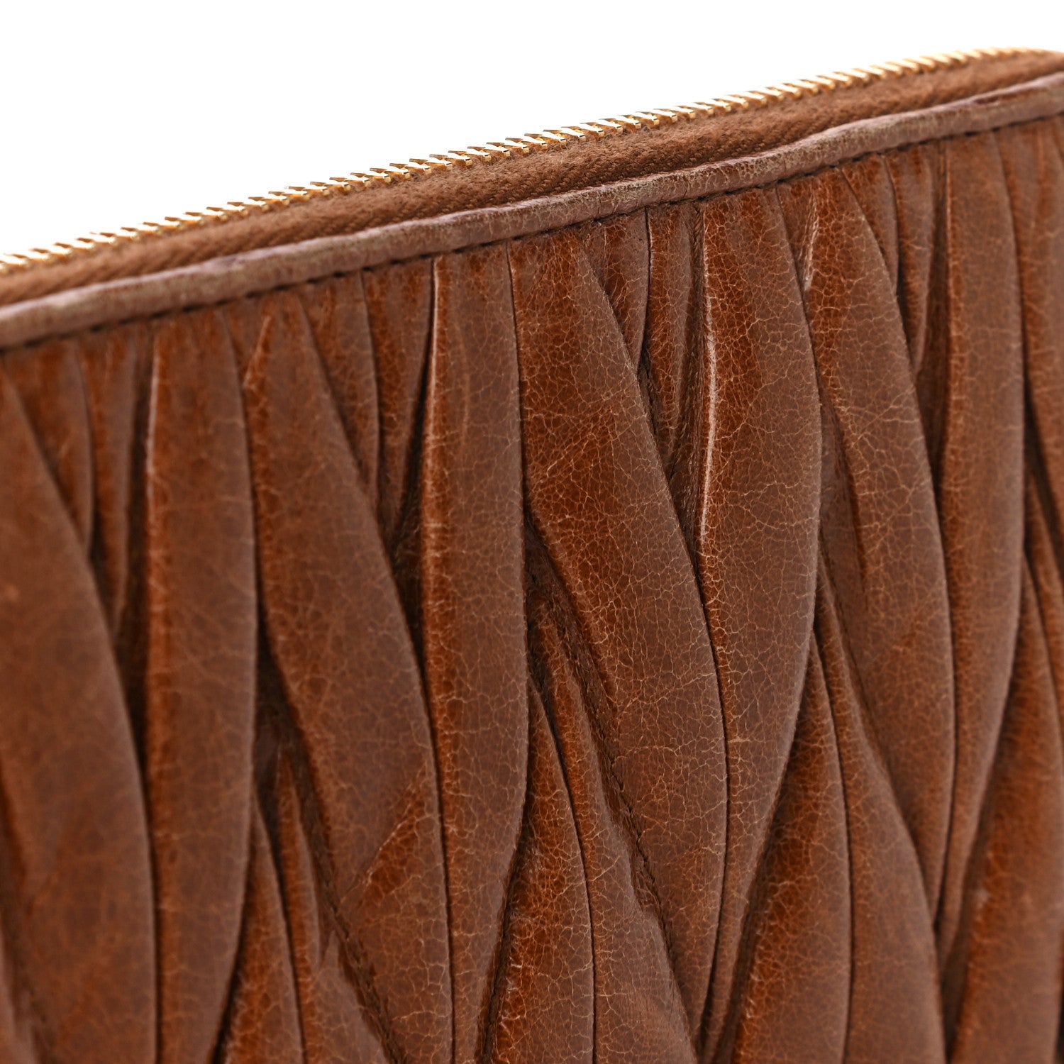 Miu Miu Matelasse Zip Around Wallet Brown 9 of 24