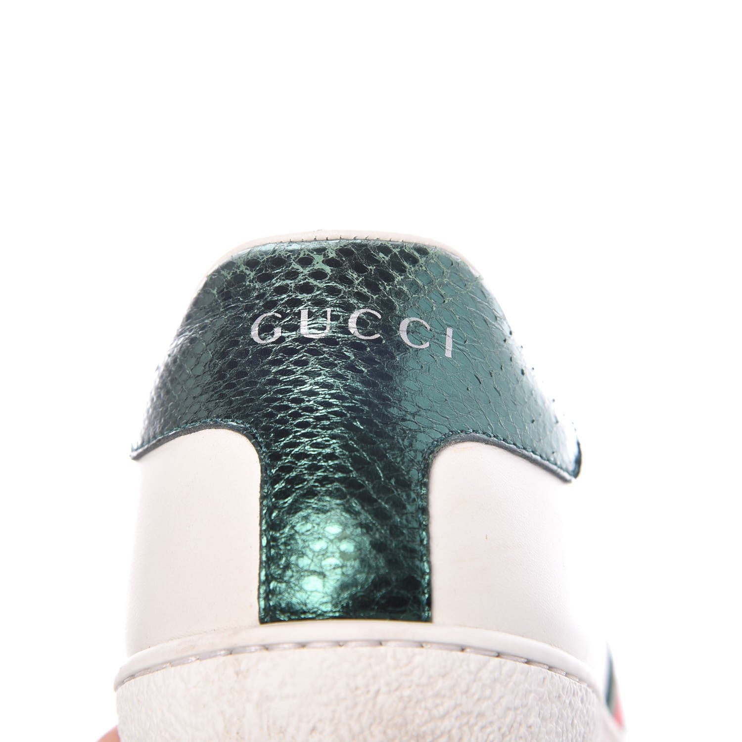 Gucci Calfskin Ayers Bee Embroidered Womens Ace Sneakers 37 White Green 12 of 17