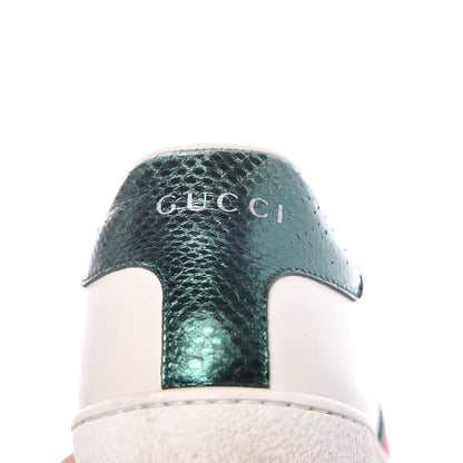 Gucci Calfskin Ayers Bee Embroidered Womens Ace Sneakers 37 White Green 12 of 17