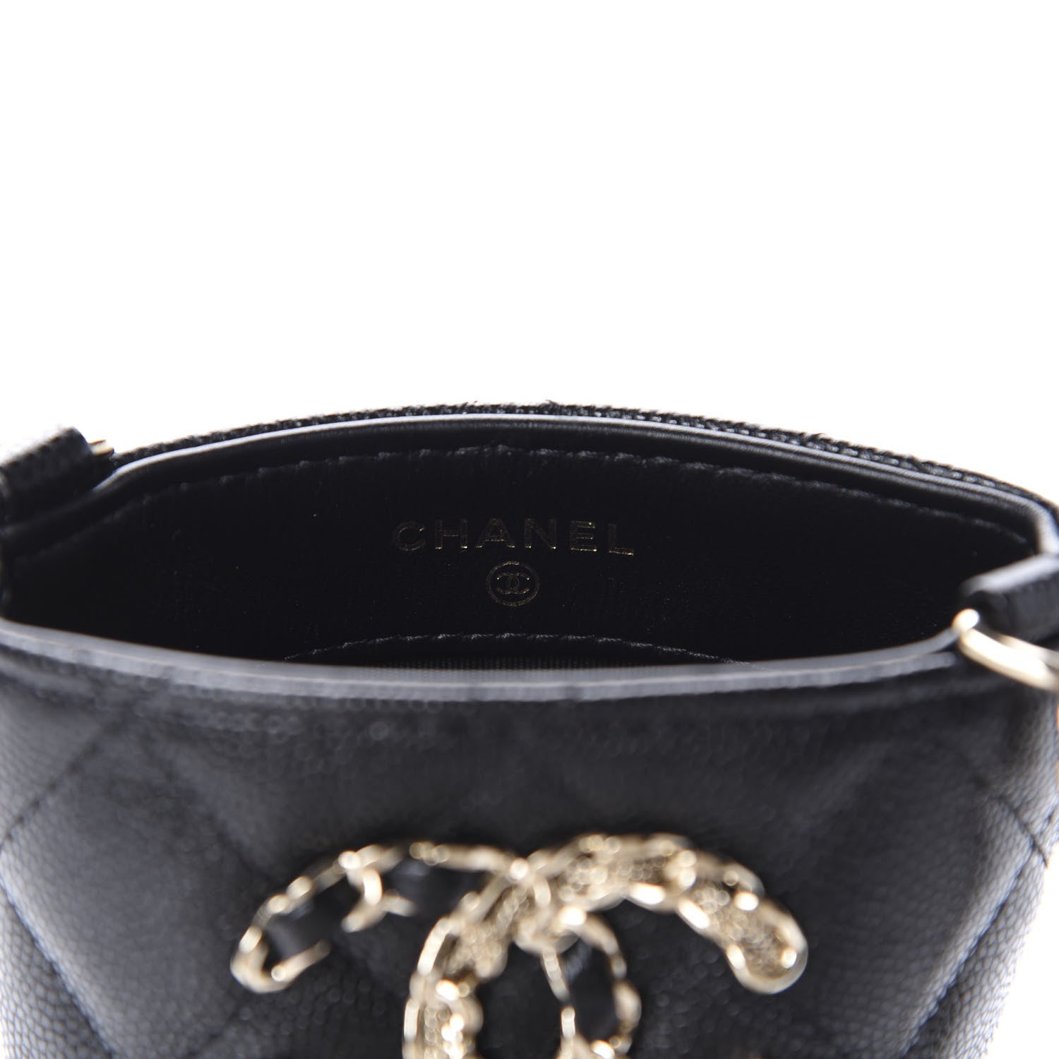 Chanel Caviar Quilted French New Wave Phone Holder With Chain Black 8 of 12