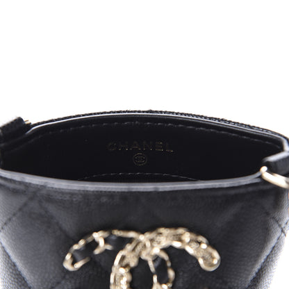 Chanel Caviar Quilted French New Wave Phone Holder With Chain Black 8 of 12
