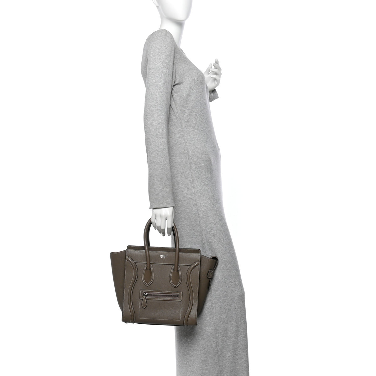 Celine Drummed Calfskin Micro Luggage Souris 2 of 12