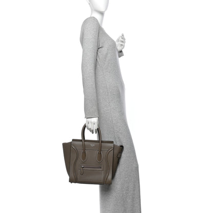 Celine Drummed Calfskin Micro Luggage Souris 2 of 12