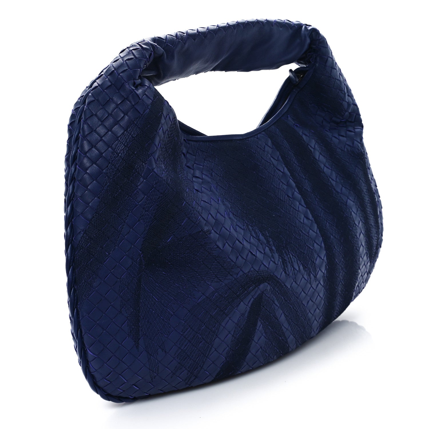 Bottega Veneta Embroidered Nappa Intrecciato Large Veneta Hobo Atlantic 3 of 11